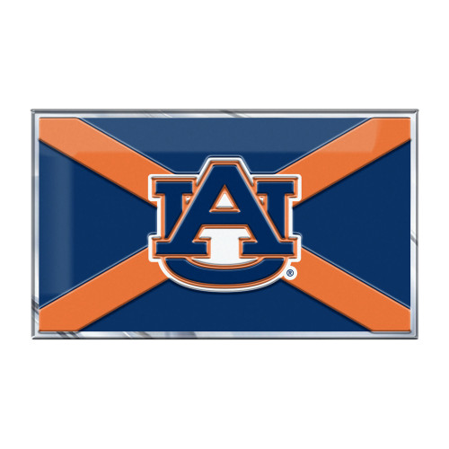 Auburn University - Auburn Tigers Embossed State Flag Emblem Primary Team Logo on State Flag Design Blue & Orange