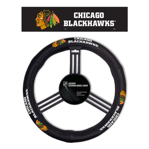 Chicago Blackhawks Steering Wheel Cover Leather