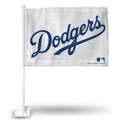 MLB Rico Industries Los Angeles Dodgers White Script Car Flag