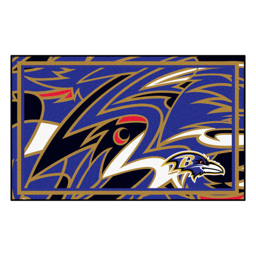 Baltimore Ravens NFL x FIT 4x6 Rug NFL x FIT Pattern & Team Primary Logo Pattern