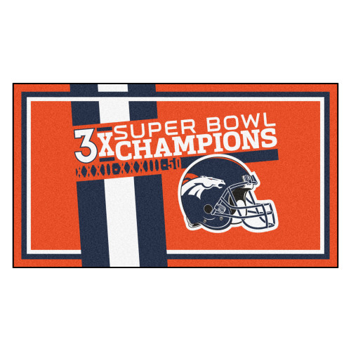 Denver Broncos Dynasty 3x5 Rug Broncos Helmet Logo 3x Orange