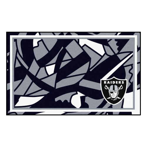 Las Vegas Raiders NFL x FIT 4x6 Rug NFL x FIT Pattern & Team Primary Logo Pattern