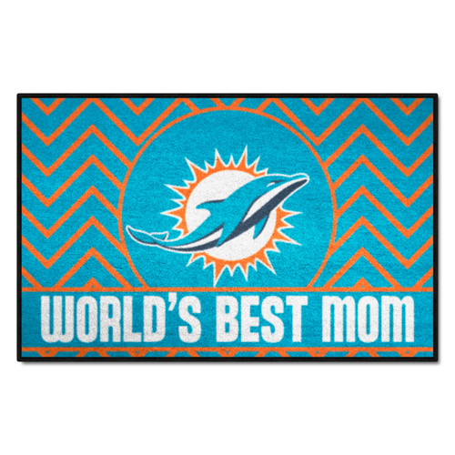 Miami Dolphins Starter Mat - World's Best Mom Dolphins Primary Logo Aqua