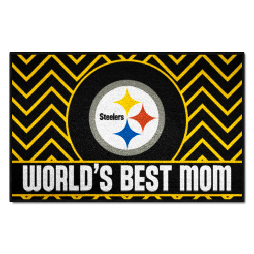 Pittsburgh Steelers Starter Mat - World's Best Mom Steelers Primary Logo Black