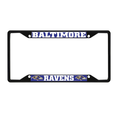 Baltimore Ravens License Plate Frame - Black "Raven" Logo & Wordmark Blue