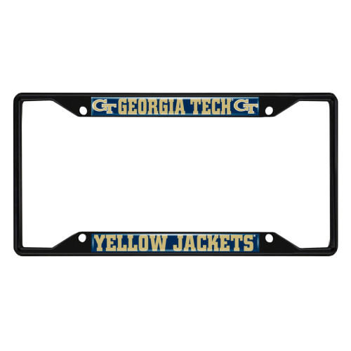 Georgia Tech - Georgia Tech Yellow Jackets License Plate Frame - Black Interlocking GT Primary Logo and Wordmark Navy