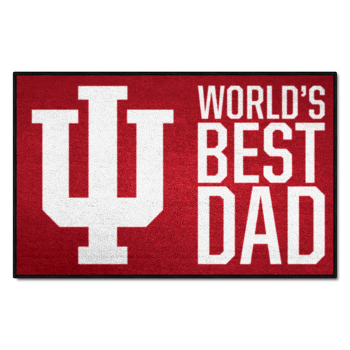 Indiana University - Indiana Hooisers Starter Mat - World's Best Dad IU Trident Primary Logo Crimson