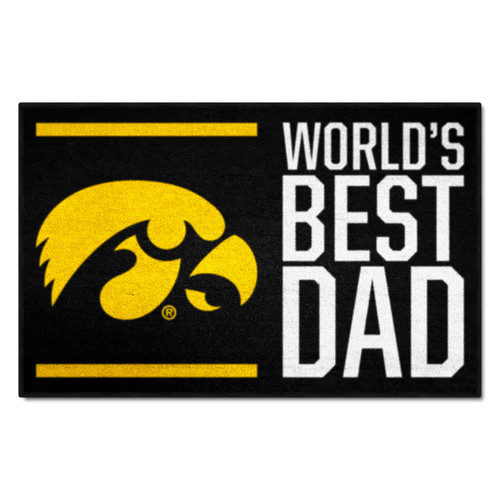 University of Iowa - Iowa Hawkeyes Starter Mat - World's Best Dad Tigerhawk Primary Logo Black