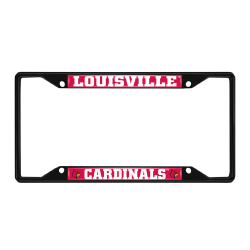 University of Louisville - Louisville Cardinals License Plate Frame - Black "Cardinal" Logo & Wordmark Red