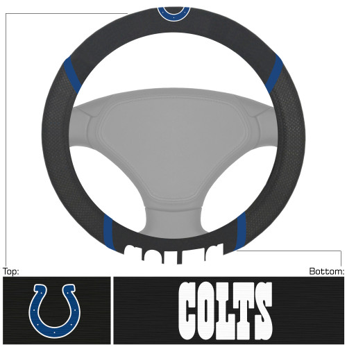 Indianapolis Colts Steering Wheel Cover  Horseshoe Primary Logo and Wordmark Black