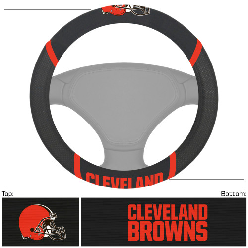 Cleveland Browns Steering Wheel Cover  "Browns Helmet" Logo & "Cleveland Browns" Wordmark Black