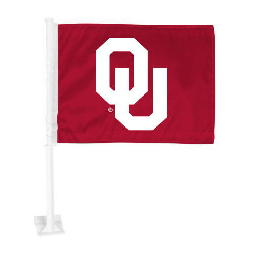 University of Oklahoma - Oklahoma Sooners Car Flag OU Primary Logo Red