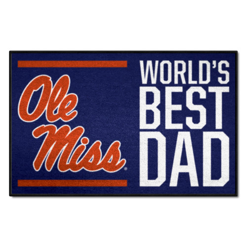 University of Mississippi - Ole Miss Rebels Starter Mat - World's Best Dad Ole Miss Script Primary Logo Blue