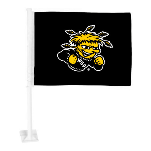 Wichita State University - Wichita State Shockers Car Flag WuShock Primary Logo Black