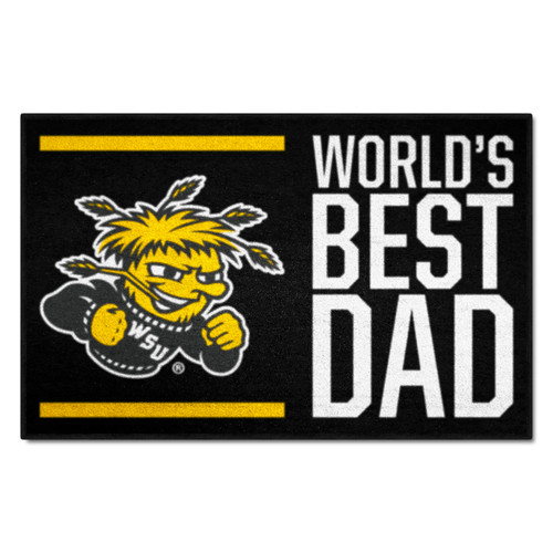 Wichita State University - Wichita State Shockers Starter Mat - World's Best Dad WuShock Primary Logo Black