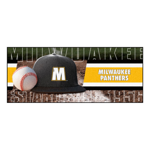 University of Wisconsin-Milwaukee - Wisconsin-Milwaukee Panthers Baseball Runner "Panther & Milwaukee" Logo Black