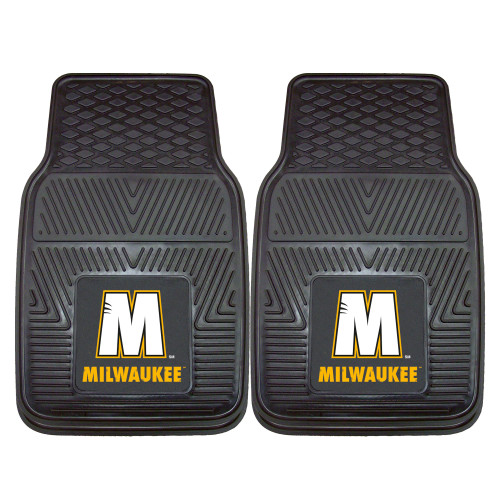 University of Wisconsin-Milwaukee - Wisconsin-Milwaukee Panthers 2-pc Vinyl Car Mat Set "M" Logo and Milwaukee wordmark Black