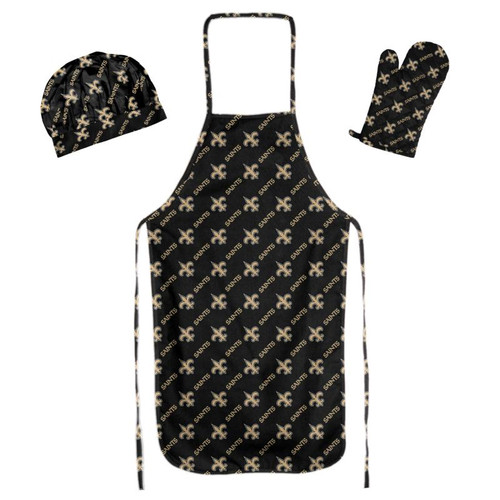New Orleans Saints Apron, Oven Mitt, And Chef Hat