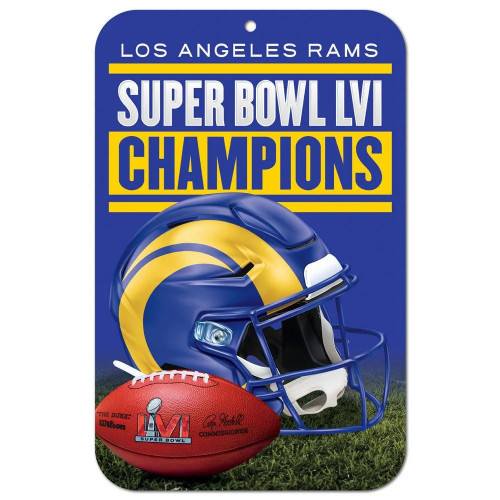 Los Angeles Rams Super Bowl LVI Champions Plastic Sign 11x17 Inches