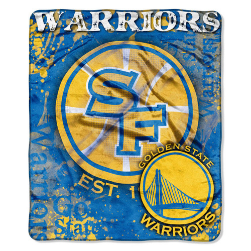 Golden State Warriors Blanket 50x60 Raschel Drop Down Design