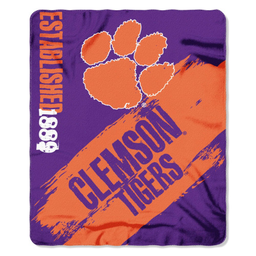 Clemson Tigers Blanket 50x60 Fleece Painted Design