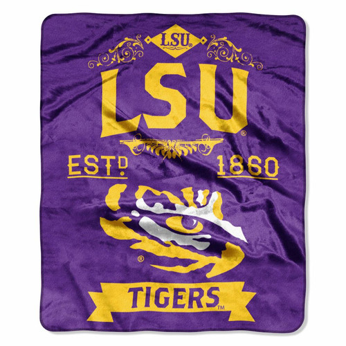 LSU Tigers Blanket 50x60 Raschel Label Design