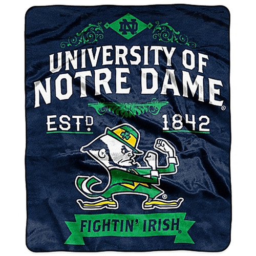 Notre Dame Fighting Irish Blanket 50x60 Raschel Label Design