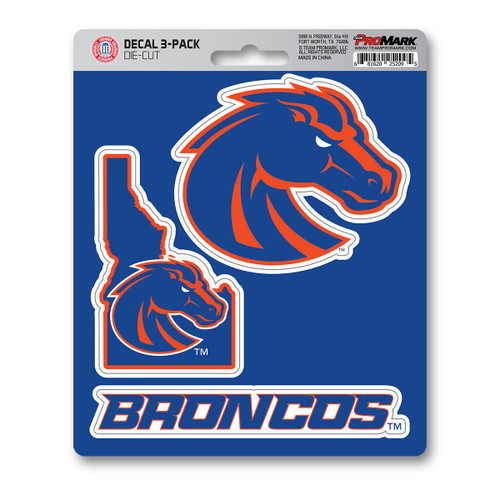 Boise St. Broncos Decal 3-pk 3 Various Logos / Wordmark