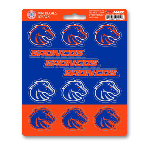 Boise St. Broncos Mini Decal 12-pk 12 Various Logos / Wordmark