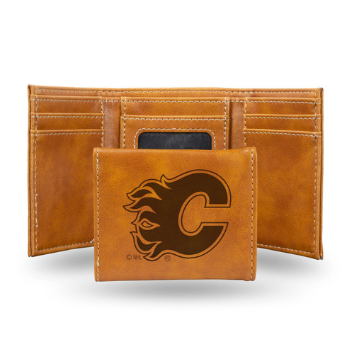 Calgary Flames Wallet Trifold Laser Engraved