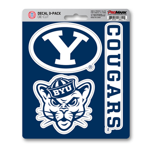 BYU Cougars Decal 3-pk 3 Various Logos / Wordmark