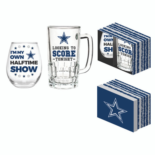 Dallas Cowboys Drink Set Boxed 17oz Stemless Wine and 16oz Tankard