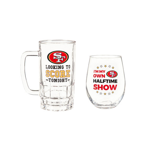 San Francisco 49ers Drink Set Boxed 17oz Stemless Wine and 16oz Tankard