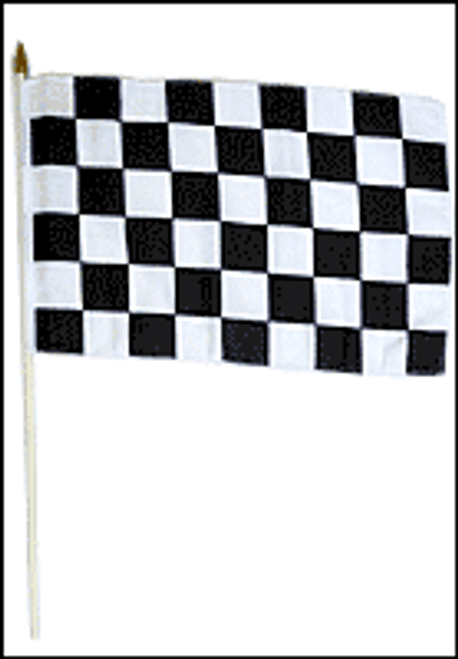 Black & White Checkered 12x18in Stick Flag