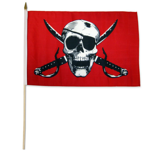 Crimson Pirate 12x18in Stick Flag