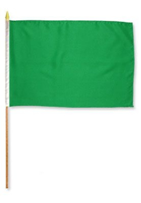 Green Solid Color 12x18in Stick Flag