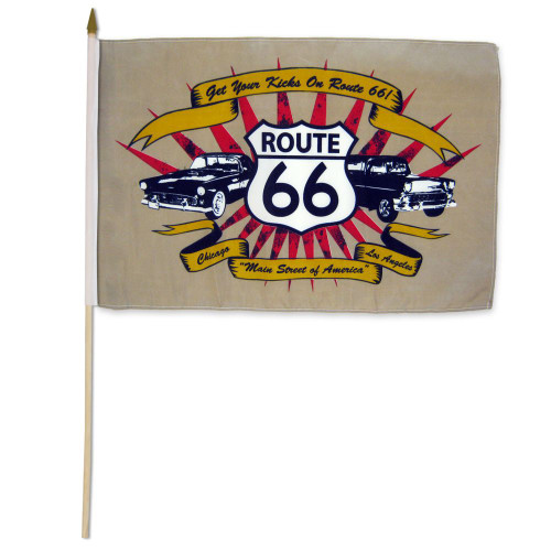Route 66 (Cars) 12x18in Stick Flag