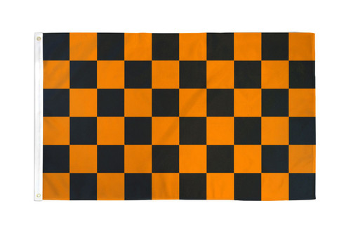 Orange & Black Checkered Flag 2x3ft Poly