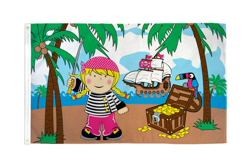 Treasure Island Girl Pirate Flag 3x5ft Poly