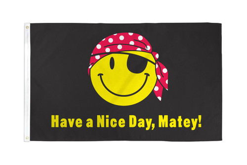 Pirate Happy Face Flag 3x5ft Poly