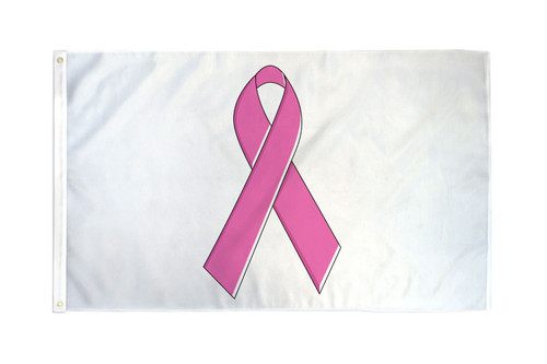 Pink Ribbon (White) Flag 3x5ft Poly