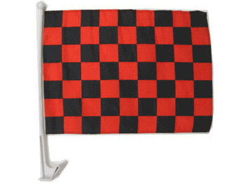 Red & Black Checkered Single-Sided Car Flag