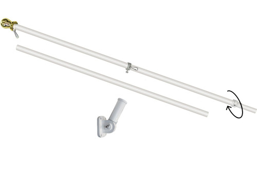 6ft Spinning Stabilizer Flag Pole & Bracket Kit (White)