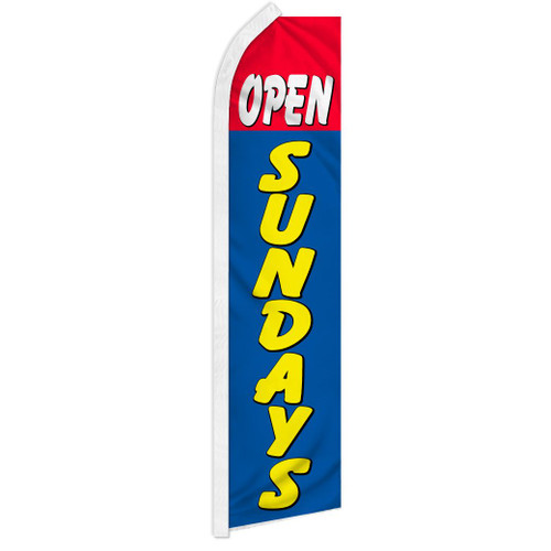 Open Sundays (Red & Blue) Super Flag