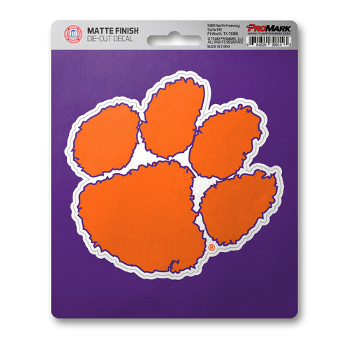 Clemson Tigers Matte Decal "Paw Print" Logo