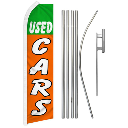 Used Cars (Green & Orange) Super Flag & Pole Kit
