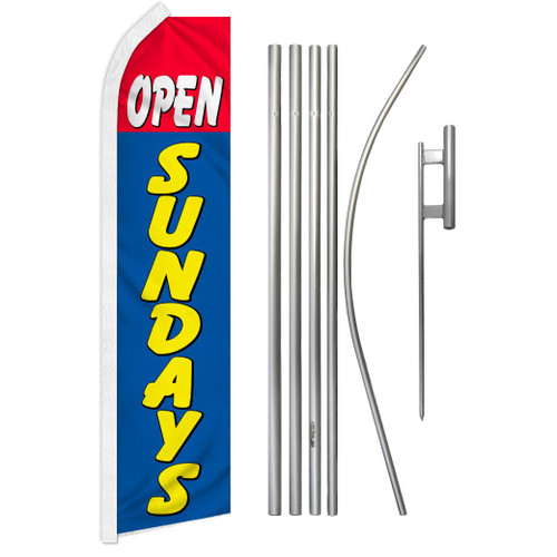 Open Sundays (Red & Blue) Super Flag & Pole Kit