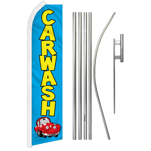 Car Wash (Blue) Super Flag & Pole Kit