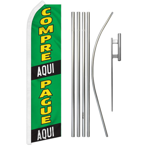 Compre Aqui Pague Aqui Super Flag & Pole Kit