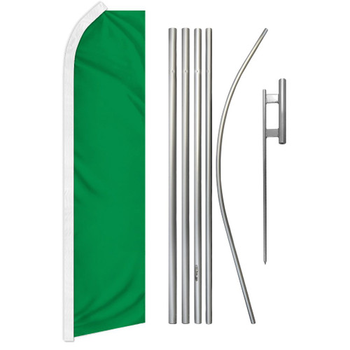 Green Solid Color Super Flag & Pole Kit